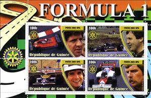 Mini Sheet, Formula 1, Guinea,  , Formula One, Racing Cars, Racing Drivers, Rotary