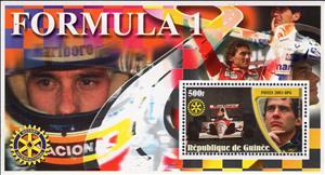 Souvenir Sheet, Formula 1 - Ayrton Senna, Guinea,  , Formula One, Racing Cars, Racing Drivers, Rotary