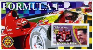 Souvenir Sheet, Formula 1 - Michael Schumacher, Guinea,  , Formula One, Racing Cars, Racing Drivers, Rotary