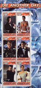 Mini Sheet, James Bond - Die Another Day, Guinea,  , Actors, Famous People, Movies