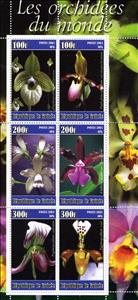 Mini Sheet, Orchids of the World, Guinea,  , Flowers, Orchids, Plants (Flora)