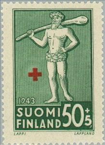 Stamp, Lappi (Lapland), Finland,  , Red Cross and Red Crescent, Healthcare, Coats of Arms