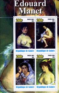 Mini Sheet, Paintings by Edouard Manet, Guinea,  , Nudes, Painters, Paintings