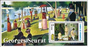 Souvenir Sheet, Paintings by Georges Seurat, Guinea,  , Nudes, Painters, Paintings