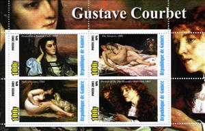 Mini Sheet, Paintings by Gustave Courbet, Guinea,  , Nudes, Painters, Paintings