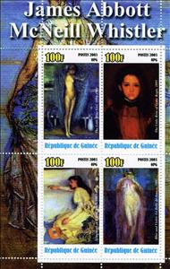 Mini Sheet, Paintings by James Abbott McNeill Whistler, Guinea,  , Nudes, Painters, Paintings
