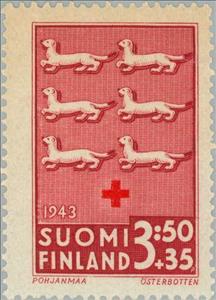 Stamp, Pohjanmaa (Österbotten), Finland,  , Red Cross and Red Crescent, Healthcare, Coats of Arms