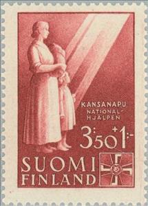 Stamp, Mother with Child, Finland,  , Children, Families