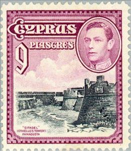 Stamp, King George VI & Othello's Tower, Famagusta, Cyprus,  , Heads of State, Towers, Kings