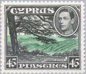 Stamp, King George VI & Forest Scene, Cyprus,  , Heads of State, Kings, Forests, Plants (Flora)