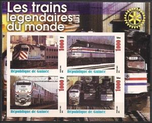 Mini Sheet, The legendary trains of the world, Guinea,  , Locomotives, Railways, Rotary