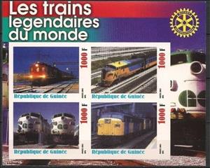 Mini Sheet, The legendary trains of the world, Guinea,  , Locomotives, Railways, Rotary