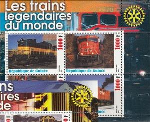 Mini Sheet, The legendary trains of the world, Guinea,  , Locomotives, Railways, Rotary