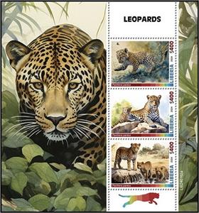 Mini Sheet, Leopards, Liberia,  , Leopards, Wild Cats