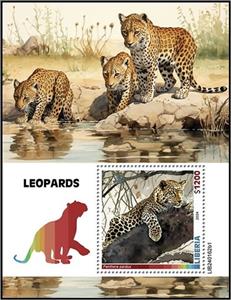 Souvenir Sheet, Panthera pardus, Liberia,  , Leopards, Wild Cats