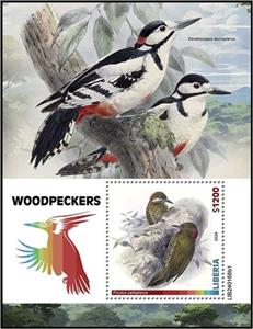 Souvenir Sheet, Piculus callopterus, Liberia,  , Birds, Woodpeckers