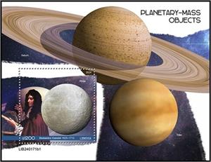 Souvenir Sheet, Rhea and Domenico Cassini (1625–1712), Liberia,  , Outer Space, Planets