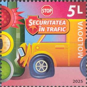 Stamp, Traffic Safety Awareness, Moldova,  , Cars, Road Safety, Road Signs, Traffic Lights