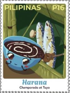 Stamp, Serenade / Chocolate Porridge & Dried Fish, Philippines,  , Food, Valentine's Day