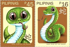 Se-tenant, Year of the Snake 2025, Philippines,  , Animals (Fauna), Chinese New Year, Chinese Zodiac, Reptiles, Snakes, Stylized Animals