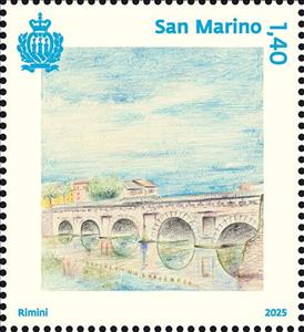 Stamp, Tiberius Bridge, Rimini, San Marino,  , Bridges, Holy Year