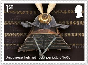 Stamp, Edo Era Japanese Helmet, United Kingdom of Great Britain & Northern Ireland,  , Helmets
