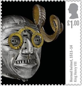 Stamp, Horned Helmet, 1511-1514, United Kingdom of Great Britain & Northern Ireland,  , Armors, Helmets