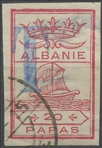 Stamp, Crown over ship, Albania,  , Crowns and Coronets, Sailing Ships, Ships