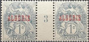 Gutter Pairs, Type Blanc - overprinted "ALGERIE", Algeria,  , Angels, Gods and goddesses, Mythology, Scales (balance), Women