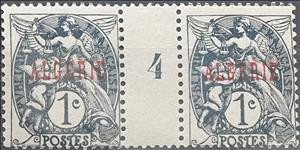 Gutter Pairs, Type Blanc - overprinted "ALGERIE", Algeria,  , Angels, Gods and goddesses, Mythology, Scales (balance), Women