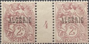 Gutter Pairs, Type Blanc - overprinted "ALGERIE", Algeria,  , Angels, Gods and goddesses, Mythology, Scales (balance), Women