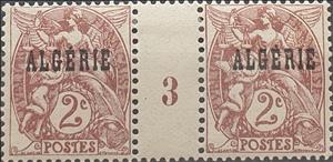 Gutter Pairs, Type Blanc - overprinted "ALGERIE", Algeria,  , Angels, Gods and goddesses, Mythology, Scales (balance), Women