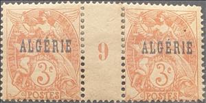 Stamp, Type Blanc - overprinted "ALGERIE", Algeria,  , Angels, Gods and goddesses, Mythology, Scales (balance), Women