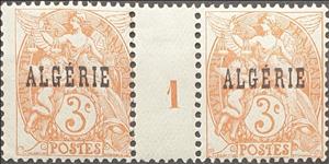 Gutter Pairs, Type Blanc - overprinted "ALGERIE", Algeria,  , Angels, Gods and goddesses, Mythology, Scales (balance), Women