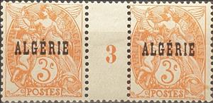 Gutter Pairs, Type Blanc - overprinted "ALGERIE", Algeria,  , Angels, Gods and goddesses, Mythology, Scales (balance), Women