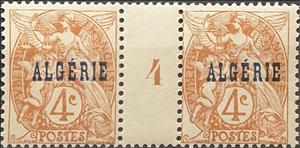Gutter Pairs, Type Blanc - overprinted "ALGERIE", Algeria,  , Angels, Gods and goddesses, Mythology, Scales (balance), Women