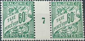 Gutter Pairs, Type Duval, Algeria,  , Letters (Alphabet), Numbers