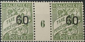 Gutter Pairs, Type Duval surcharged, Algeria,  , Letters (Alphabet), Numbers