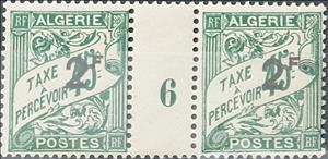 Gutter Pairs, Type Duval surcharged, Algeria,  , Letters (Alphabet), Numbers