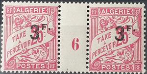 Gutter Pairs, Type Duval surcharged, Algeria,  , Letters (Alphabet), Numbers