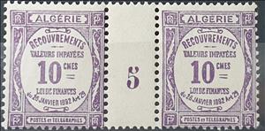 Gutter Pairs, Type Recouvrements, Algeria,  , Letters (Alphabet), Numbers