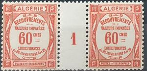 Gutter Pairs, Type Recouvrements, Algeria,  , Letters (Alphabet), Numbers