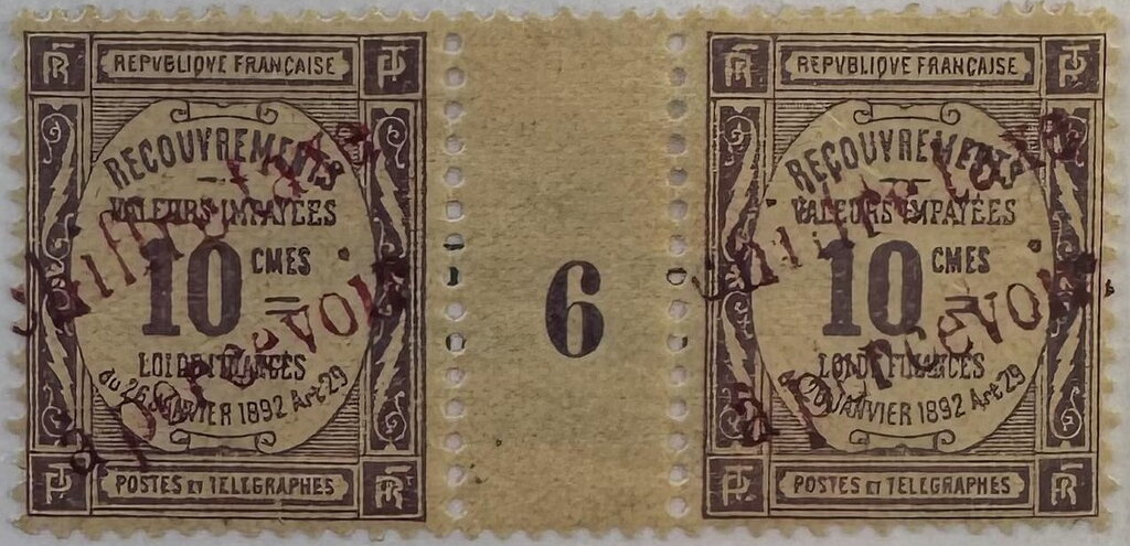Type Recouvrements overprinted in Violet