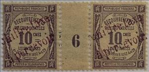 Gutter Pairs, Type Recouvrements overprinted in Violet, Algeria,  , Letters (Alphabet), Numbers