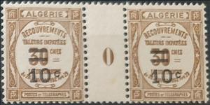 Gutter Pairs, Type Recouvrements surcharged, Algeria,  , Letters (Alphabet), Numbers