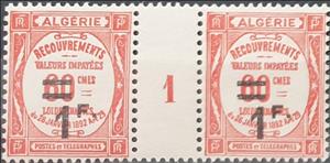 Gutter Pairs, Type Recouvrements surcharged, Algeria,  , Letters (Alphabet), Numbers
