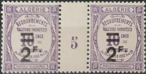 Gutter Pairs, Type Recouvrements surcharged, Algeria,  , Letters (Alphabet), Numbers