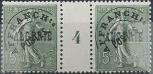 Gutter Pairs, Type Semeuse - overprinted "ALGERIE", Algeria,  , Agriculture, Gods and goddesses, Mythology, Women