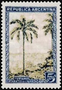 Stamp, Falls of Iguazù, Argentina,  , Landscapes, National Parks, Palm-trees, Plants (Flora), Tourism, UNESCO World Heritage Sites, Waterfalls