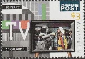 Stamp, Color Television Broadcasts, 50 Years, Australia,  , Technology, Television